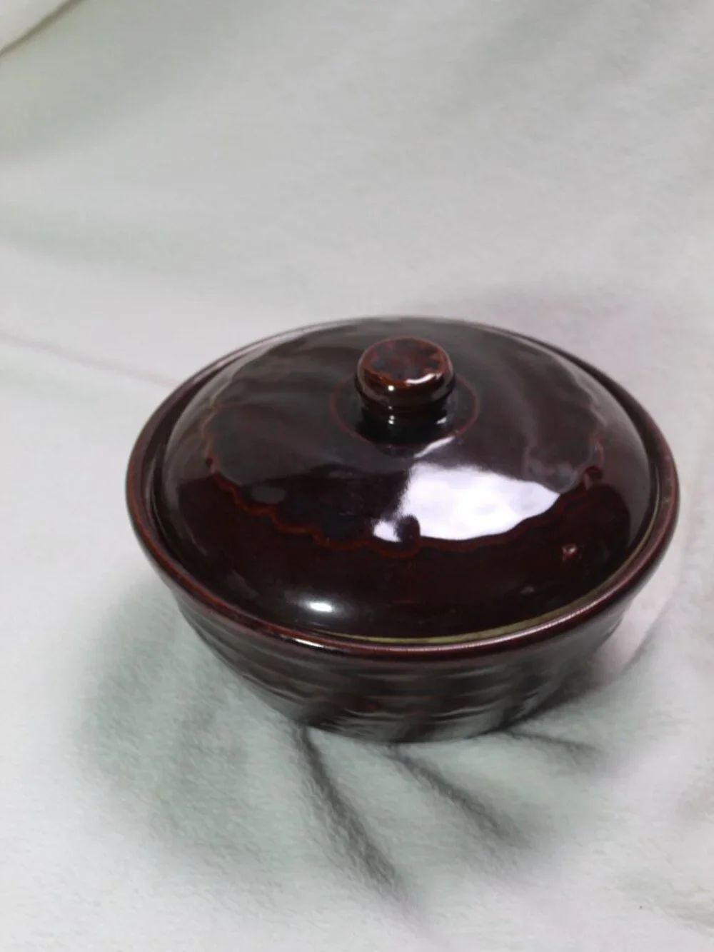 Vintage Marcrest Stoneware Brown Daisy Dot Ovenproof Dish Pot Lid Dutch 8